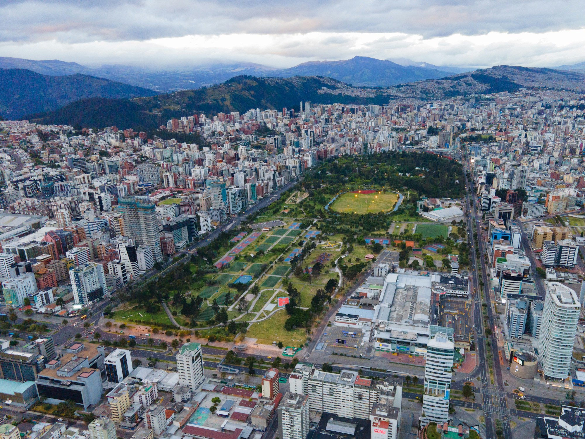 arial shot of Quito, Ecuador