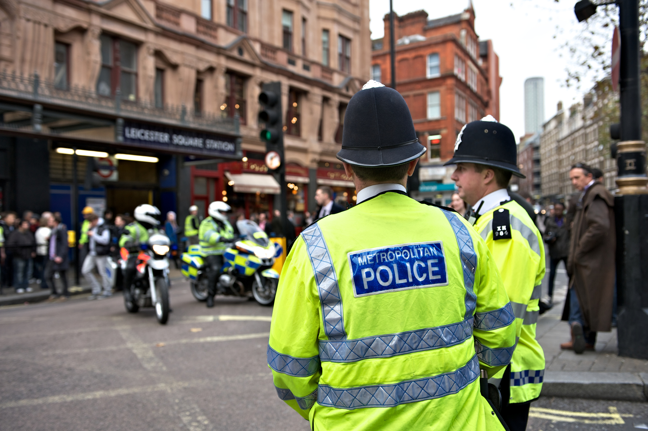 Metropolitan Police standing on the street in London