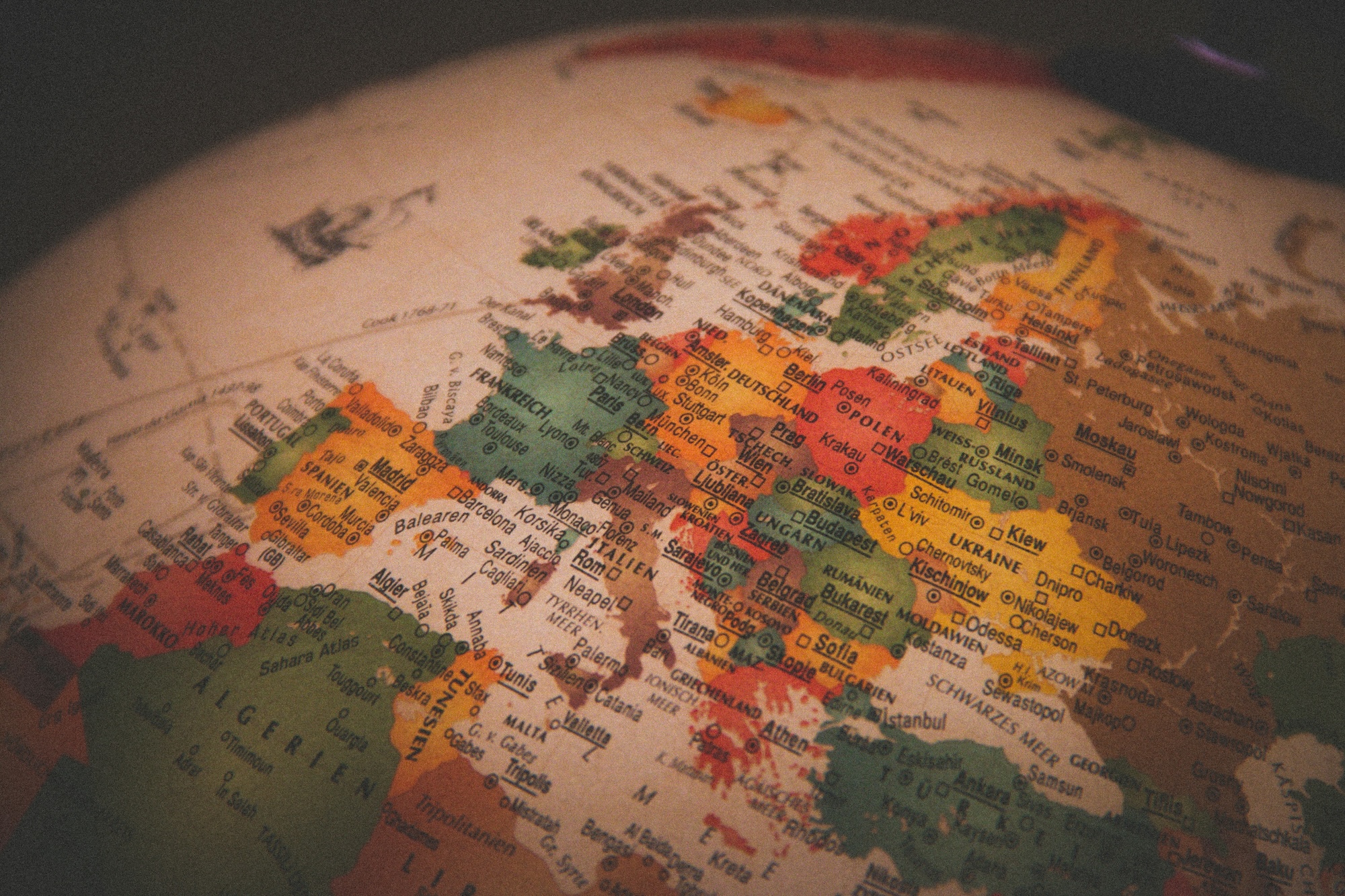 Europe on a globe