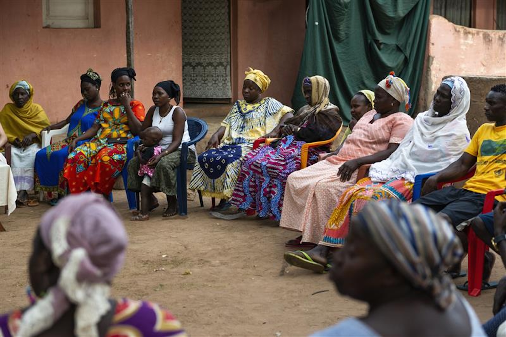 Group of women at a community meeting in the city of Bissau, in Guinea-Bissau, West Africa