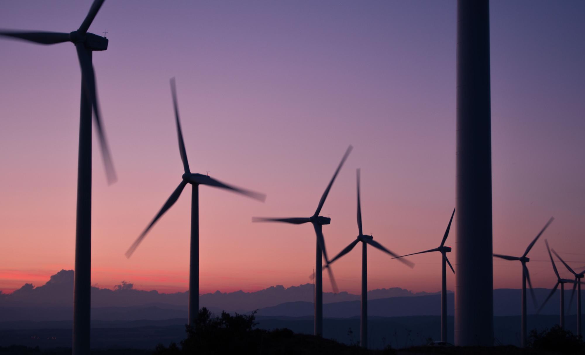 Windfarms at sunset