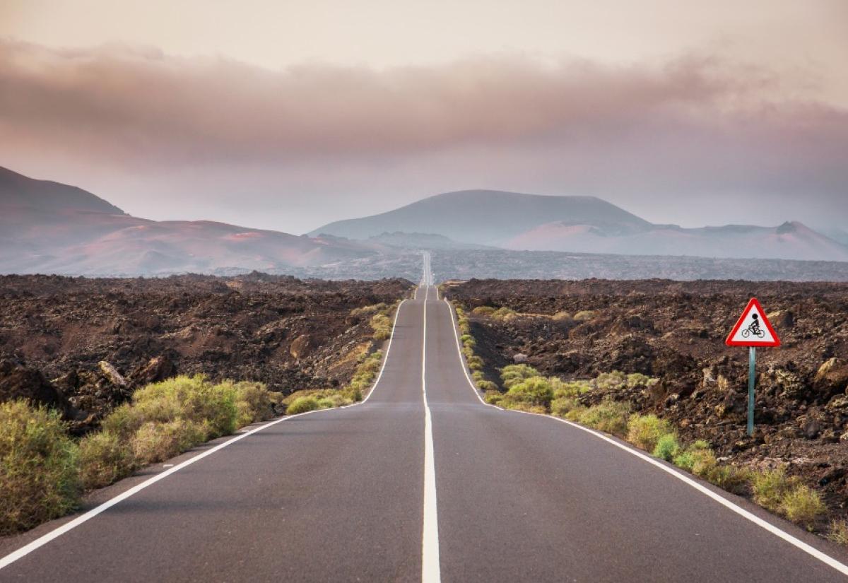 Long road stretching into the distance ahead