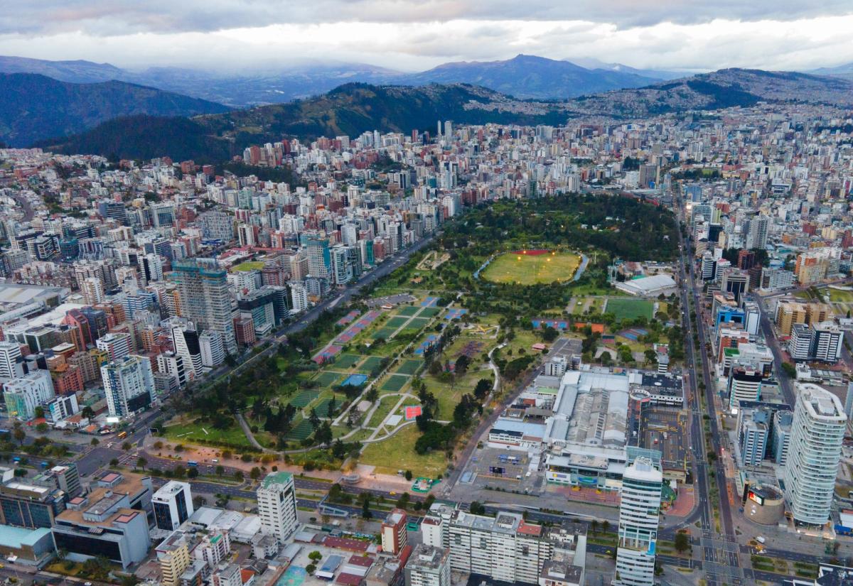 arial shot of Quito, Ecuador